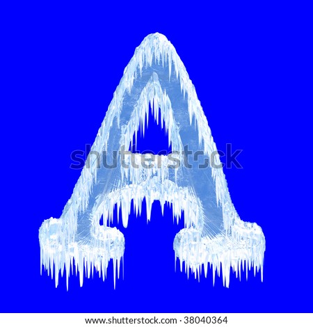 Ice-covered alphabet. Letter A.Upper case.With clipping path.