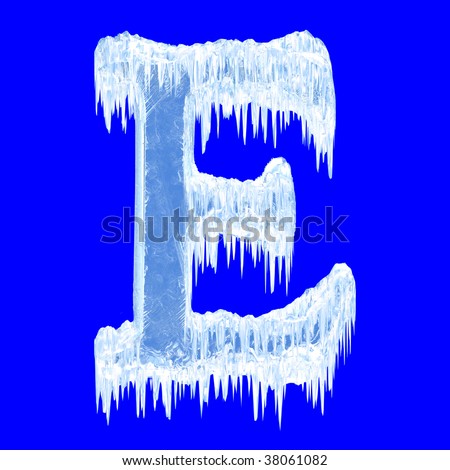 Ice-covered alphabet. Letter E.Upper case.With clipping path.