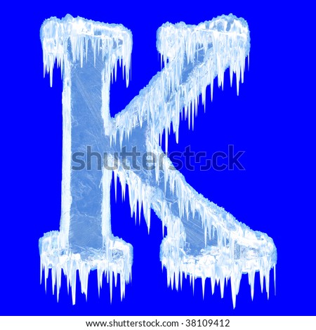 Ice-covered alphabet. Letter K.Upper case.With clipping path.