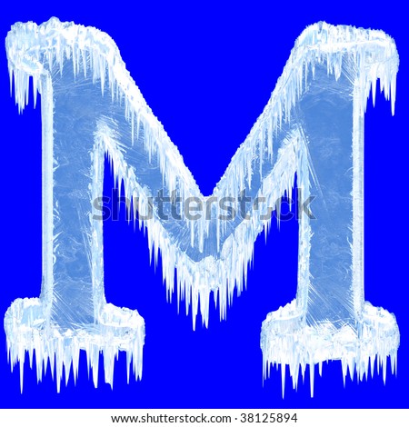 Ice-covered alphabet. Letter M.Upper case.With clipping path.