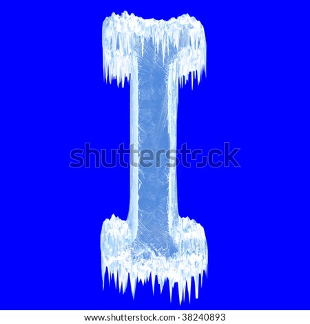 Ice-covered alphabet. Letter I.Upper case.With clipping path.