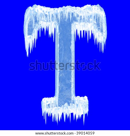 Ice-covered alphabet. Letter T.Upper case.With clipping path.