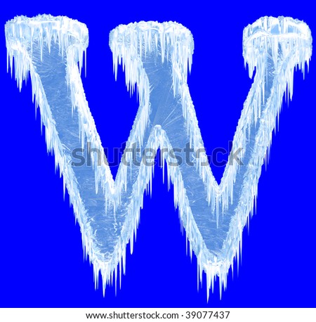 Ice-covered alphabet. Letter W.Upper case.With clipping path.