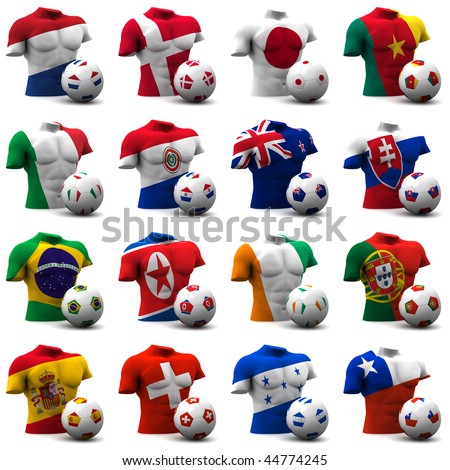 XXXL 3D render of Groups E to H participating in the World Cup 2010 tournament to be held in South Africa. Athletic torso and ball depicted. Medium resolution - look out for more 2010 images.