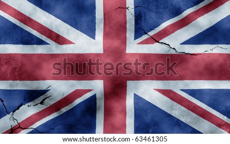 Grungy image of the UK flag on a weathered wall. Perfect for use in promotional posters and the likes.