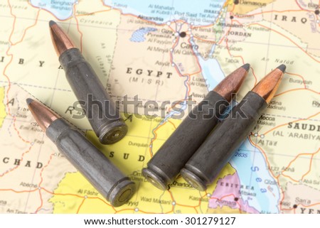 Four bullets on the geographical map of Egypt.