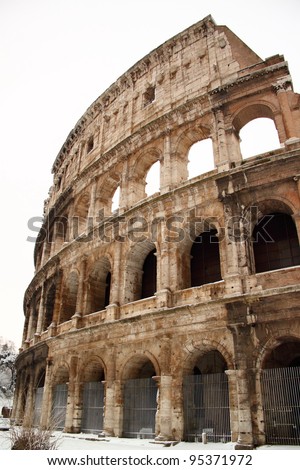 The Coliseum covered by snow, a really rare event in Rome