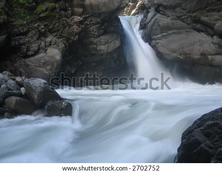 Caucasus landscape-9, Waterfall in mountains
