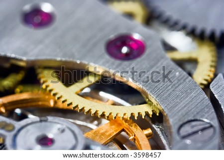 Extreme close-up mechanic watch
