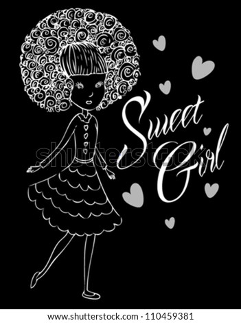 Girl / T-shirt graphics / cute cartoon characters / cute graphics for kids / Book illustrations