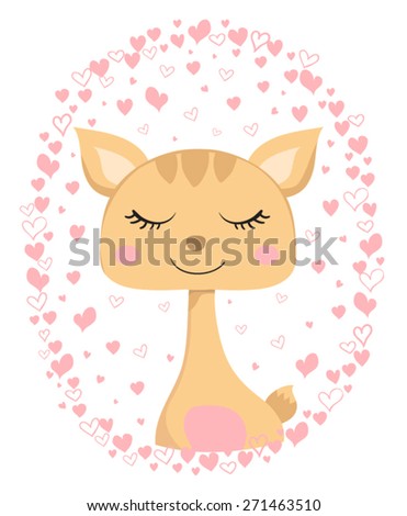 deer vector/animal vector/cute animal/cartoon animal/deer illustration/T-shirt Graphics/book illustrations/Valentine\'s Day greeting card/canvas prints/tattoo design/love theme cartoon/Heart vector