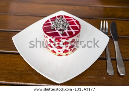 Blackberry Cake on a wooden background