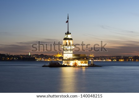 Maiden\'s Tower (Kiz Kulesi) also known as Leander\'s Tower since the medieval Byzantine period, is a tower lying on a small islet located at the southern entrance of the Bosphorus.