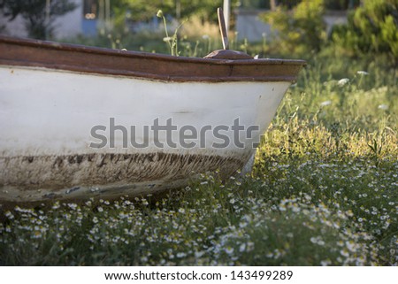 Abandoned boat in a great nature
