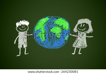 Happy children hold Earth