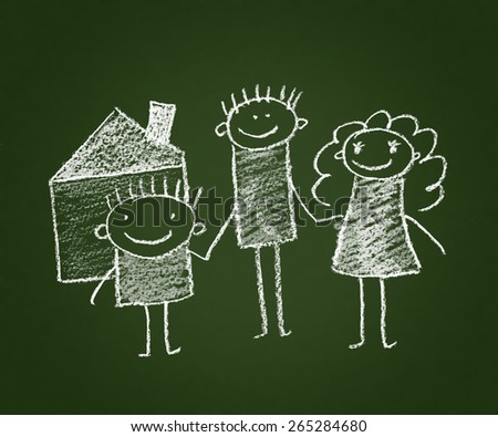 Happy family. Kids drawings. Notebook