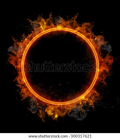 Circle frame made of hot burning fire.