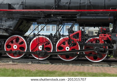 Equipment Undercarriage of the locomotive monument L-4046, the depot Sludyanka, Russia