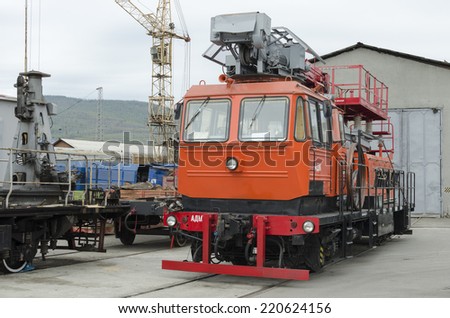 Railcar traveling for repairing contact network. Track special machinery
