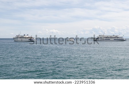 Passenger ships traveling on Lake Baikal