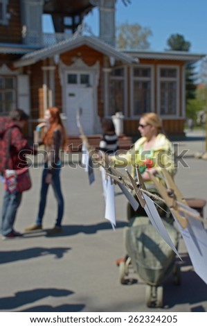 Irkutsk, RU-May,10 2014 Outside exhibition of nonprofessional photographers in Irkutsk, Russia