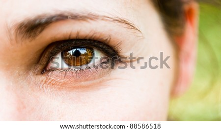 A girl's smiling eye