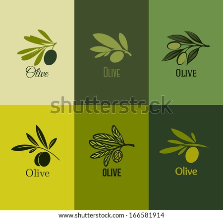 Olive branch Set of labels Vector illustration Olive branch Set of labels Vector illustration