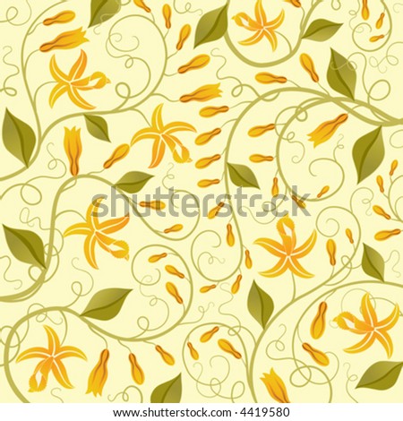 Vanilla Flower Picture on Vanilla  Floral Background  Vector Illustration    Stock Vector