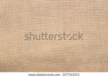 Fiber texture beige linen fabric close up