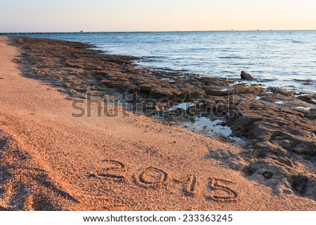 New Year 2015 written on the beach Red Sea Egypt
