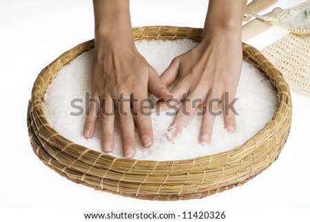 hands making beauty treatment the scrub with salt
