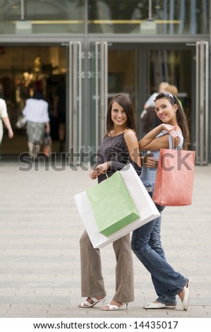 girls enjoying their time after an aftenoon in a commercial center