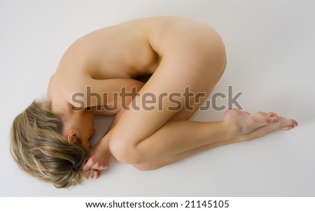 stock photo cute girl laying down in beauty pose with naked body