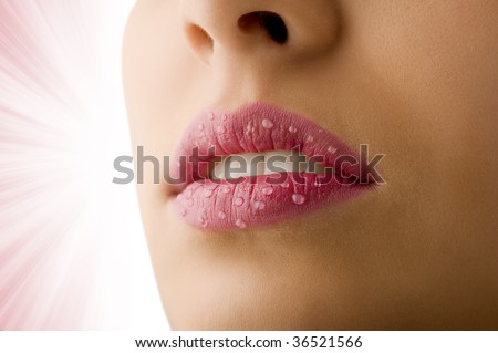 pink lipstick lips. mouth with pink lipstick