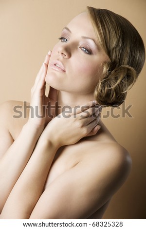 stock photo very nice blond girl naked with natural make up and an old 