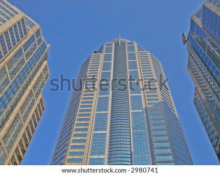 Tall and modern office tower in downtown area