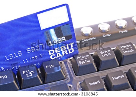 Computer keyboard and debit card for internet shopping
