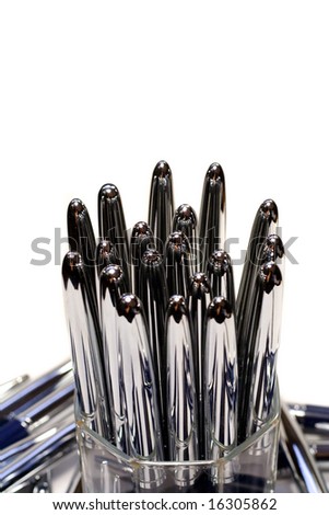 Glass glass with beautiful metallic pens