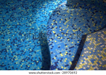 Swimming pool lined smalt blue yellow color