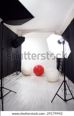 red and white balls in the photo studio
