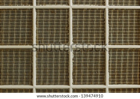 closeup of air filter from a home air conditioning.
