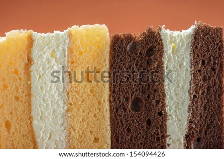 sweet dessert. cross section texture of pieces cake. food backgrounds