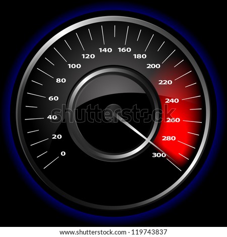 Vector illustration of a speedometer over a black background