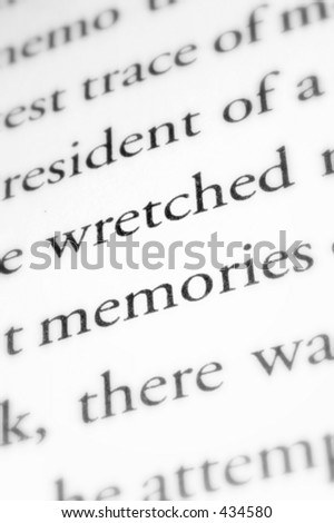 Wretched Memories text in a book