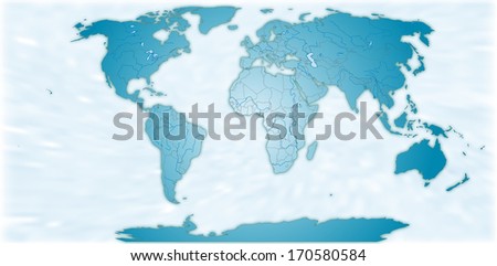 Map of the World as an overview map in blue