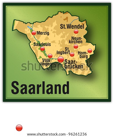 Map of Saarland with higher layers
