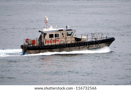 NEW YORK - JULY 1: A New York City Port Authority Pilot boat navigates the upper New York City harbor on Sunday,  July 1, 2012