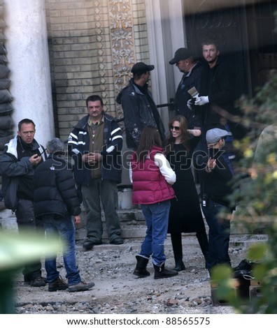 BUDAPEST - OCTOBER 13: Angelina Jolie, in the role of director, on the set the Bosnian war drama currently  in production in Budapest, Hungary, on Wednesday, October 13, 2010. Photographer: Northfoto