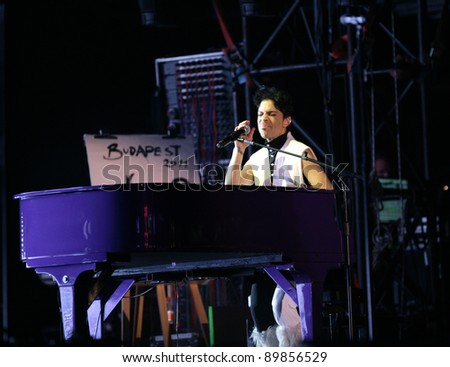BUDAPEST, HUNGARY - AUG 9: The rock/ pop/ funk musician Prince in concert at the annual Sziget Festival in Budapest, Hungary, on Tuesday, August 9, 2011.