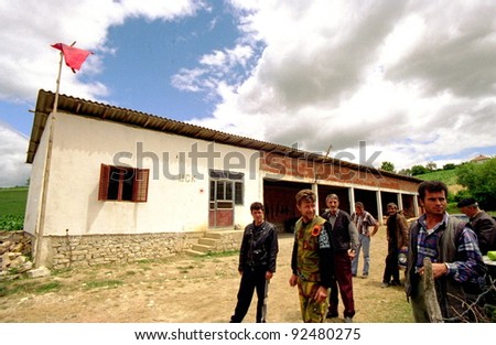 DRENICA, KOSOVO - JULY 7: Guerrilla fighters with the Kosovo Liberation Army at a training barracks near the contested city of Pec on July 7, 1998 in Drenica, Kosovo